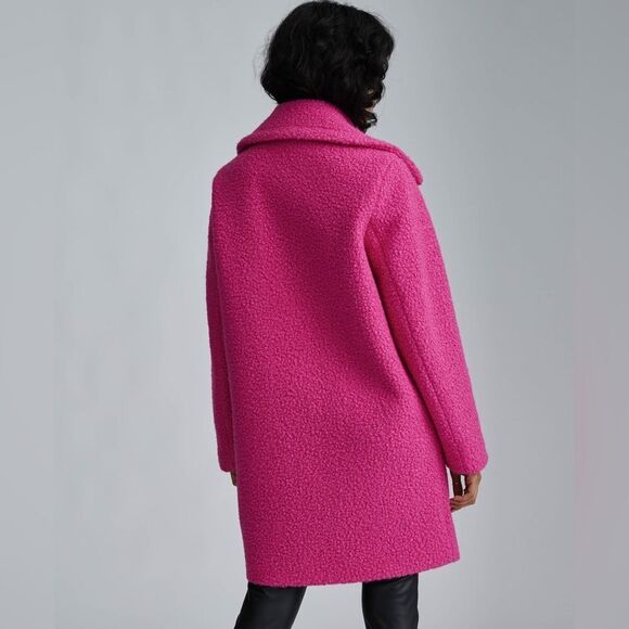 NWT- NVLT-Hot pink Faux Wool Boucle Double Breasted Coat-Size large - Picture 2 of 14